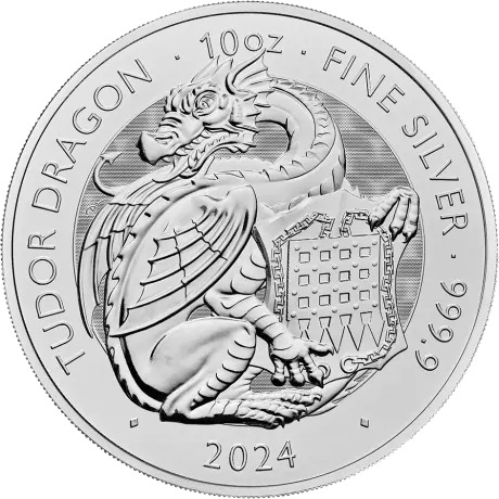 Strieborná investičná minca Dragon 10 Oz | Tudor Beasts | 2024