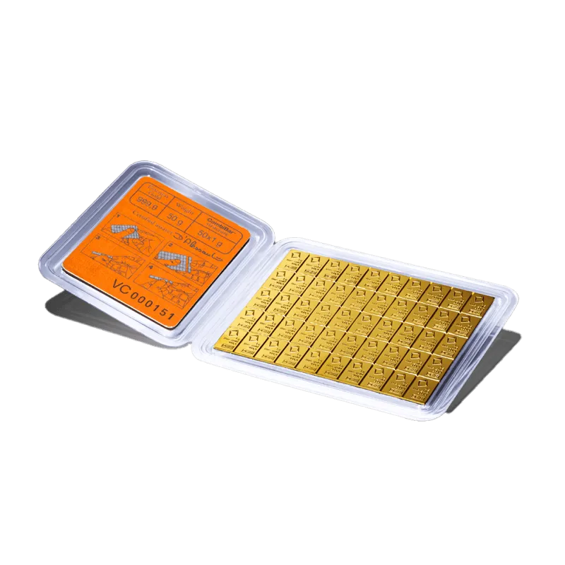 50 x 1g Gold Bar | Valcambi | CombiBar®