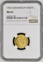 Złota Moneta 1 Dukat Św. Wacław | 1933 | NGC | MS 64