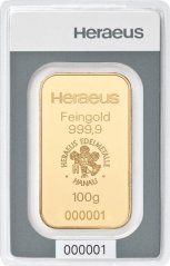 100g investičná zlatá tehlička | Heraeus