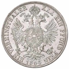 Silver coin federal 1 tolar Franz-Joseph I. | Austrian mintage | 1864 V