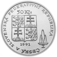 Strieborná minca 50 Kčs Karlovy Vary | 1991 | Proof