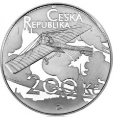 Strieborná minca 200 Kč První veřejný let Jana Kašpara | 2011 | Proof