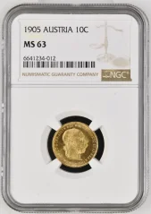 Zlatá minca 10 Korona Františka Jozefa I. | 1905 | NGC | MS 63