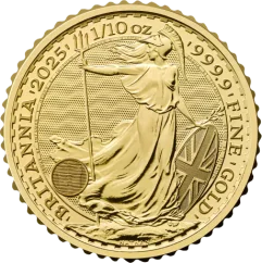 Zlatá investiční mince Britannia 1/10 Oz | Charles III | 2025