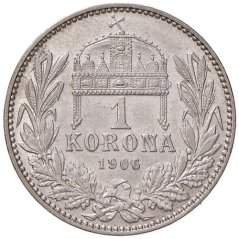 Srebrna Moneta 1 korona Franciszek Józef I. | Węgierski | 1906