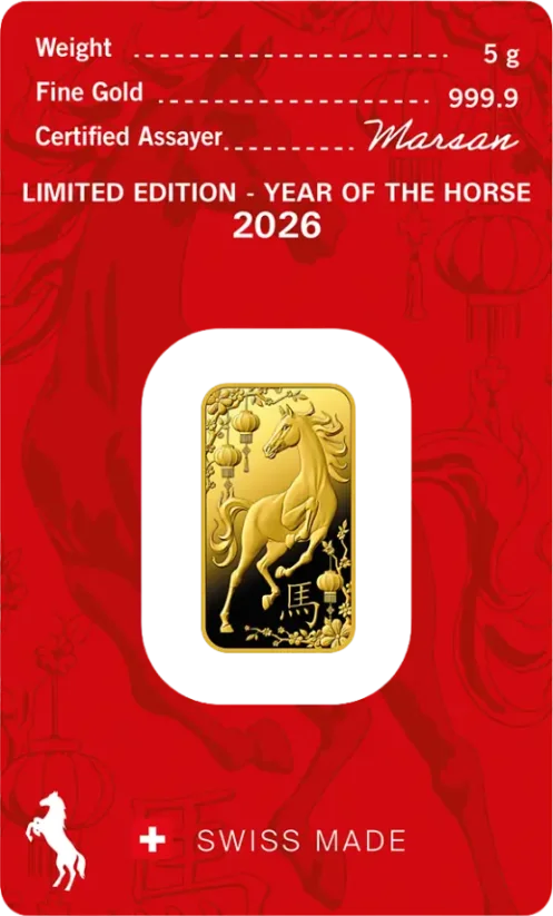 5g investiční zlatý slitek Rok Koně | Argor-Heraeus | 2026
