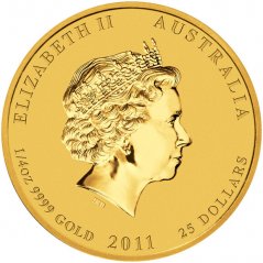 Zlatá investiční mince Rok Králíka 1/4 Oz | Lunar II | 2011