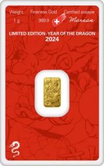 1g Gold Bar | Year Of The Dragon | Argor-Heraeus | 2024