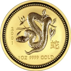 Zlatá investiční mince Rok Hada 1/4 Oz | Lunar I | 2001