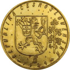 Gold coin St. Wenceslas 5 Ducat | 1929