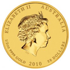 Zlatá investiční mince Rok Tygra 1/2 Oz | Lunar II | 2010