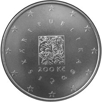 Strieborná minca 200 Kč Vstup České republiky do EU | 2004 | Proof