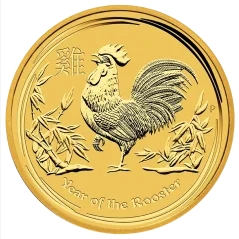 Zlatá investiční mince Rok Kohouta 1/10 Oz | Lunar II | 2017