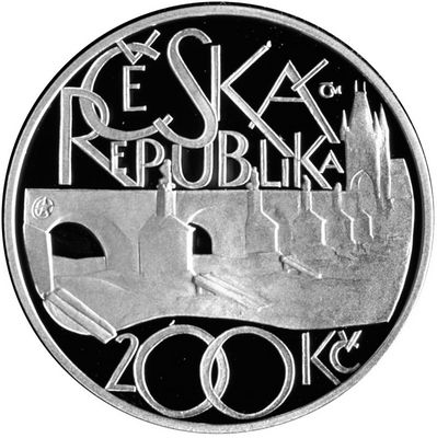 Silver coin 200 CZK Položení základního kamene Karlova mostu | 2007 | Standard