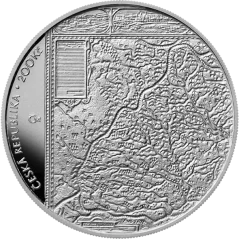 Stříbrná mince 200 Kč Vydání Komenského mapy Moravy | 2024 | Proof