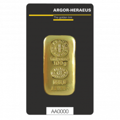 100g investičná zlatá tehlička | Argor-Heraeus | Liaty