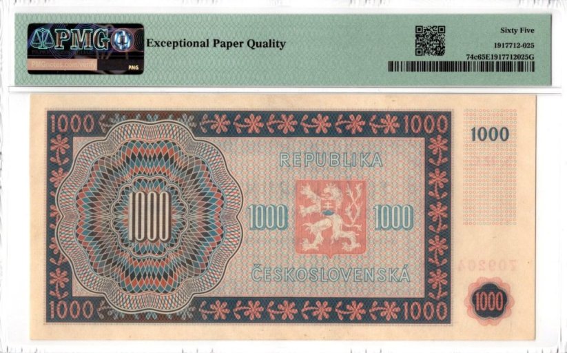 Banknote 1000 Korun | 1945 | EPQ 65