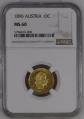 Zlatá minca 10 Korona Františka Jozefa I. | 1896 | NGC | MS 60