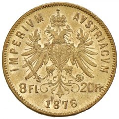Gold coin 8 Florin 20 Francs Franz-Joseph I. | Austrian mintage | 1870