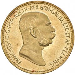 Zlatá mince 10 Korona Františka Josefa I. | Rakouská ražba | 1908 | Jubilejní