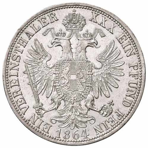Silver coin federal 1 tolar Franz-Joseph I. | Austrian mintage | 1864 V
