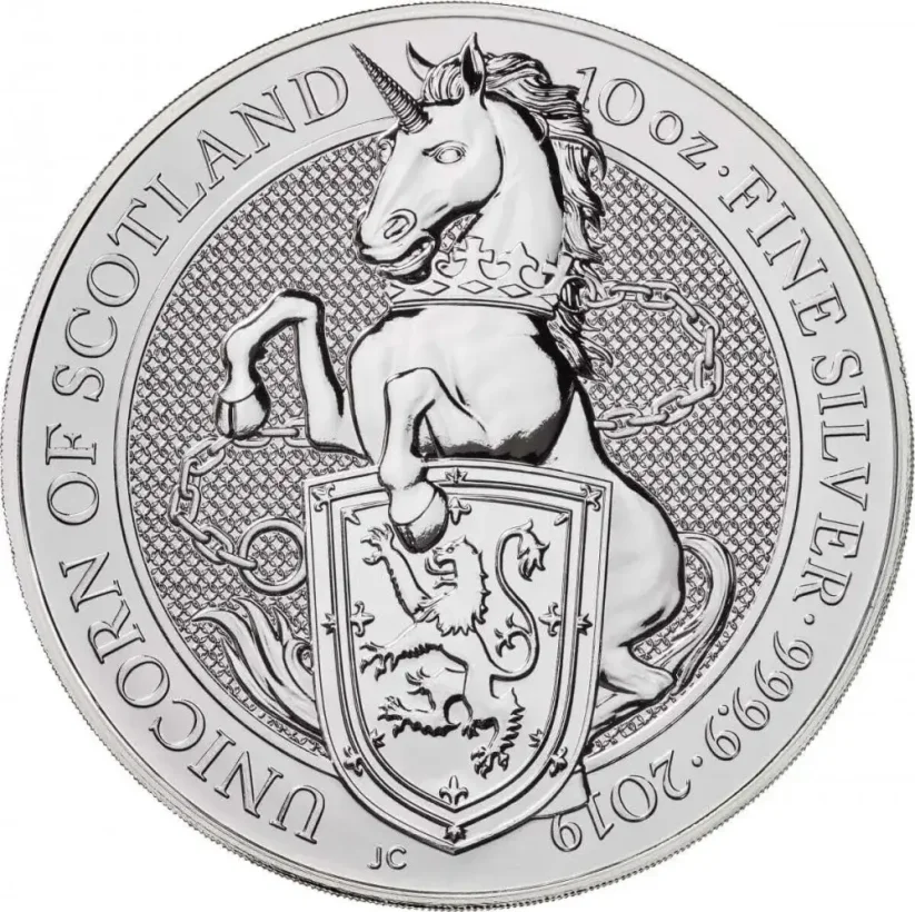 Strieborná investičná minca Unicorn 10 Oz | Queens Beasts | 2019