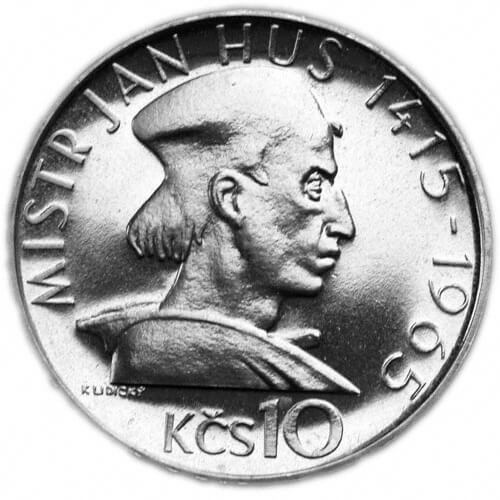 Silver coin 10 CSK Mistr Jan Hus | 1965 | Standard