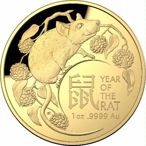 Zlatá investiční mince Rok Myši 1 Oz | 2020 | Klenutá mince
