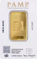 31,1g investiční zlatý slitek | PAMP Suisse