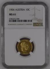 Zlatá minca 10 Korona Františka Jozefa I. | 1906 | NGC | MS 61