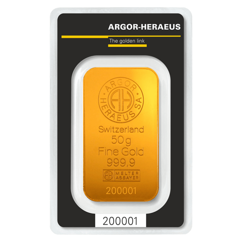 50g investičná zlatá tehlička | Argor-Heraeus