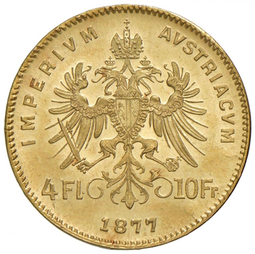 Gold coin 4 Florin 10 Francs Franz-Joseph I. | Austrian mintage | 1877