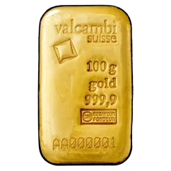 100g Gold Bar | Valcambi | Casted