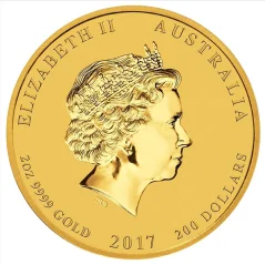 Zlatá investičná minca Rok Kohúta 2 Oz | Lunar II | 2017