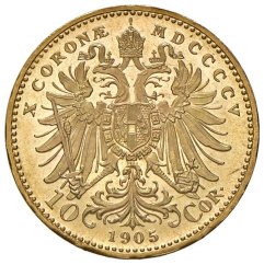 Zlatá mince 10 Korona Františka Josefa I. | Rakouská ražba | 1909 | Marshall
