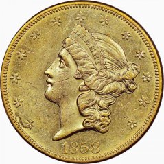 Gold coin 20 Dollar American Double Eagle | Liberty Head | 1858