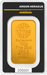 100g investičná zlatá tehlička | Argor-Heraeus | Kinebar