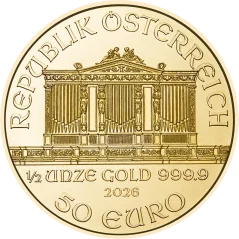 Bécsi Filharmonikusok 1/2 uncia | 2026 | aranyérme