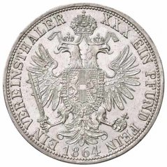 Stříbrná mince spolkový 1 tolar Františka Josefa I. | Rakouská ražba | 1858 M