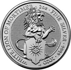 Stříbrná investiční mince White Lion 2 Oz | Queens Beasts | 2020