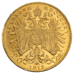 Gold coin 20 Corona Franz-Joseph I | 1915 | Austria New Edition