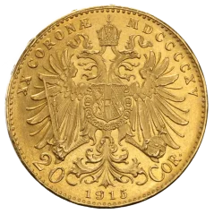 20 Korona Ferenc József I. | 1915 | UV | aranyérme