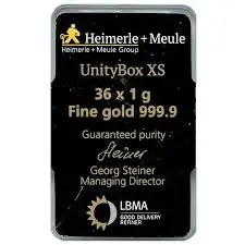 36 x 1g investiční zlatý slitek | Heimerle + Meule | Unity Box