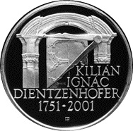 Stříbrná mince 200 Kč Kilián Ignác Dientzenhofer | 2001 | Proof