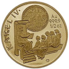Zlatá minca 5000 Kč Založení University Karlovy v r. 1348 | 1998 | Standard