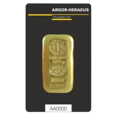 100g investičná zlatá tehlička | Argor-Heraeus | Liaty